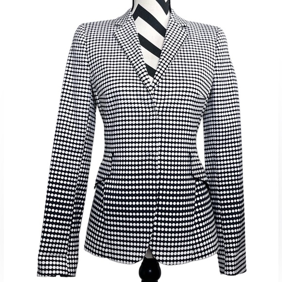 Akris Punto Black & White Sz 4 Office Career Polka Dot Blazer - Picture 3 of 16